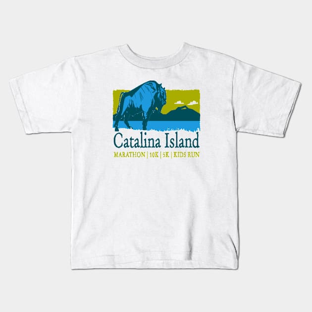 cataline island marathon kids Kids T-Shirt by BonnyManthe